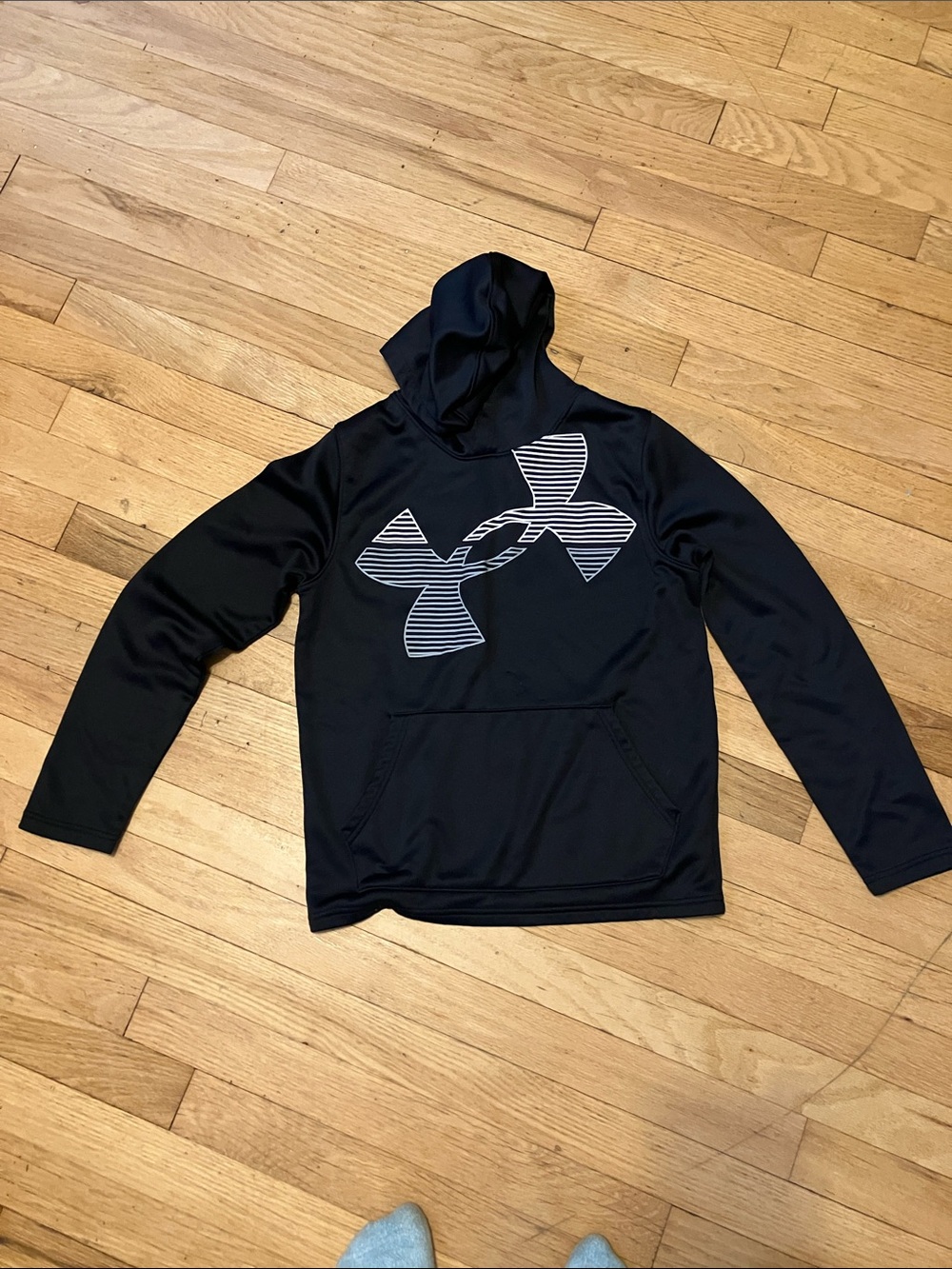 Under Armour Black Hoodie with White Striped Logo